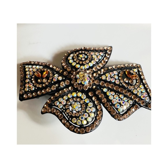 Sarvoski Crystal Gold Amber White Gemstone Hair Barrette Clip - Picture 10 of 10